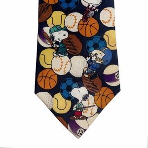 Snoopy and Friends Silk Necktie Sports Balls Coach Football Golf Basketball Gift